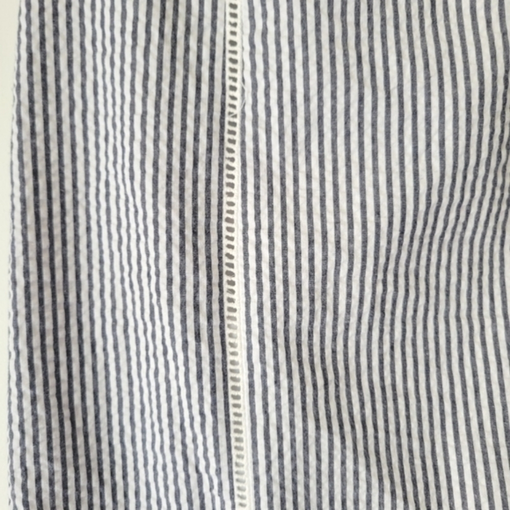 Willi Smith Blue and White Pinstripe Seersucker Mini Skirt Size 4 - Picture 2 of 6